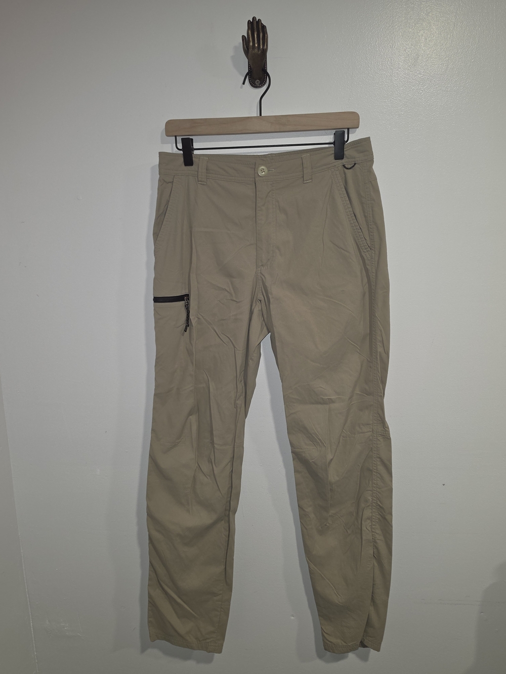 REI Men's Lightweight Nylon Tan Cargo Pants with Side Zip Pocket Size 32x32